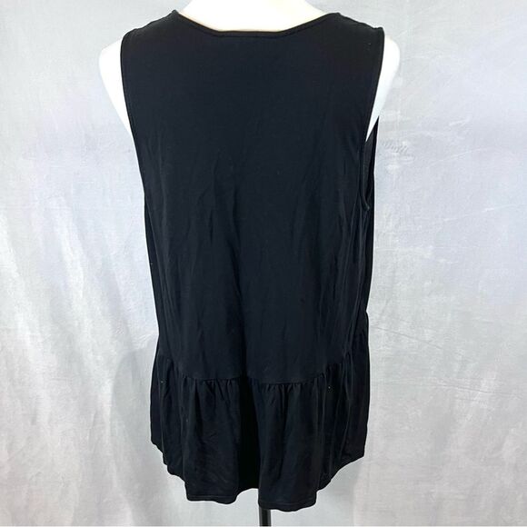 Loft black faux wrap peplum mixed media top size medium - Picture 4 of 6